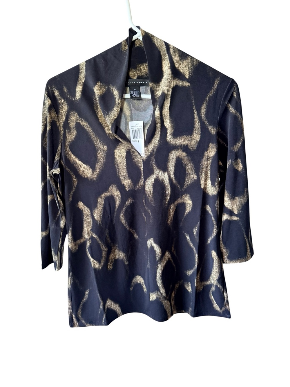 Grace Elements Black Top with Gold Animal Motif